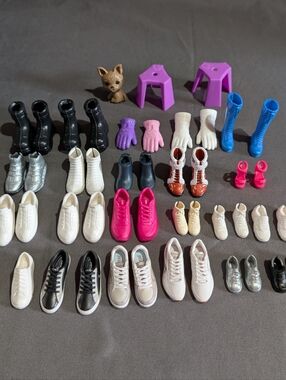Barbie And Ken Doll Accessories Lot Shoes Chairs Gloves